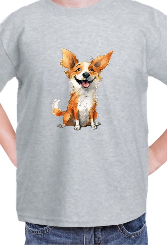 Kinder T-Shirt Funny Dogs Breeds Corgi Dog Breed, 12-13 Jahr - 152 / Grau