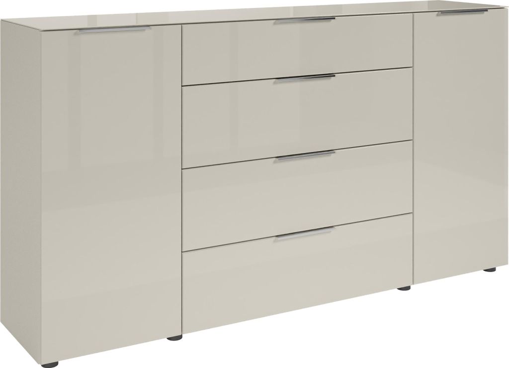Sideboard >Santorin< Glasfronten / Kaschmir - 180x99x40cm (BxHxT)