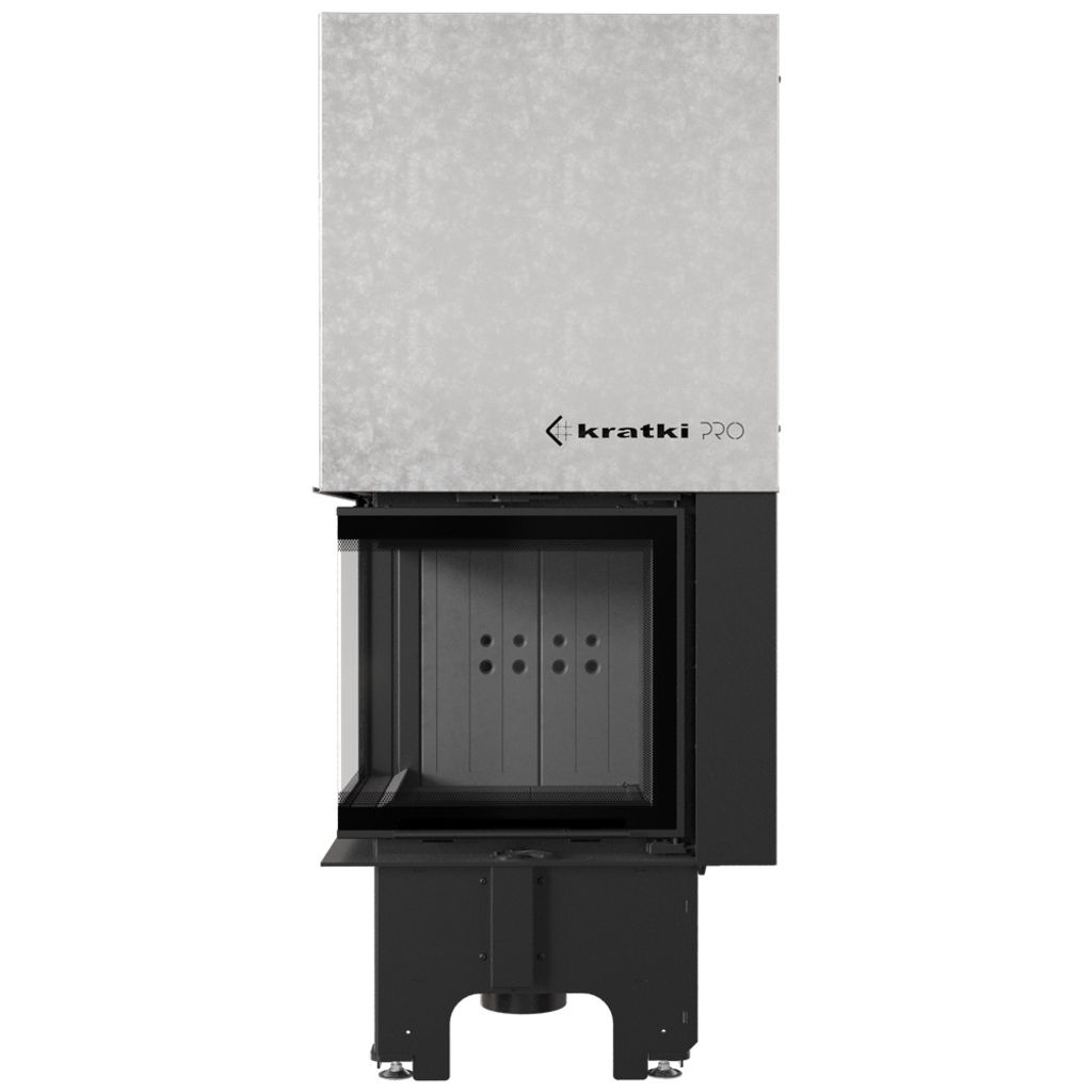 Kamineinsatz aus Stahl KRATKI VNL 480/480 8kW Ø200 mit Schiebetür schwarz Verkleidung