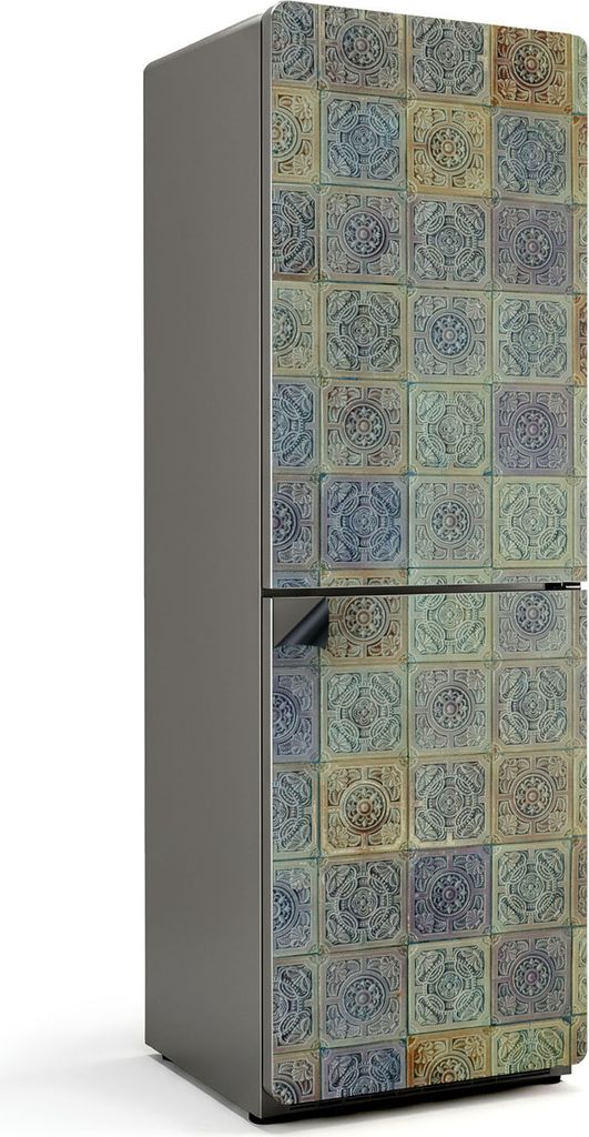 Mosaikmuster mit Ornamenten – Magnetische Kühlschrank Abdeckung – Dekorfolie magnetisch Küche – Kühlschrank Magnet Deko – selbstklebende...