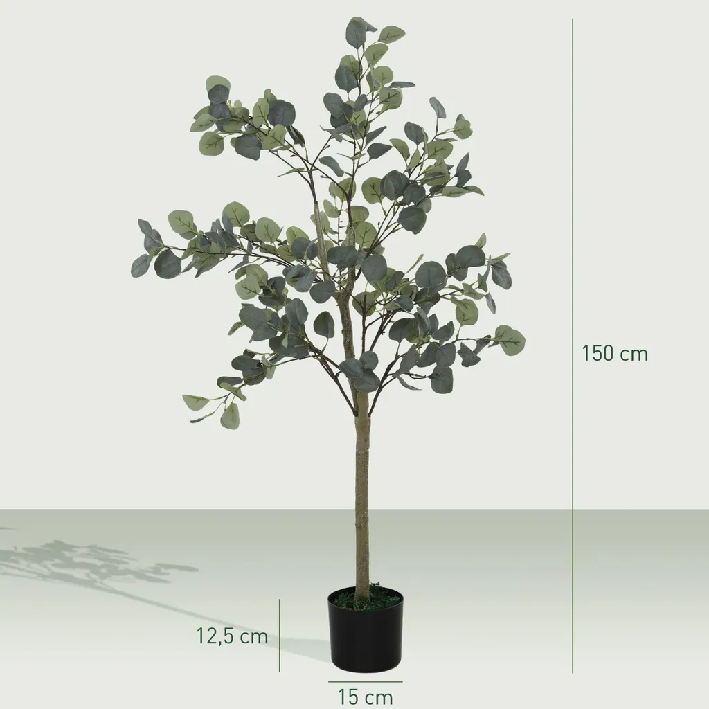 Arbre Artificiel Eucalyptus 150cm pour Balcon et Terrasse - Look Vert - 6