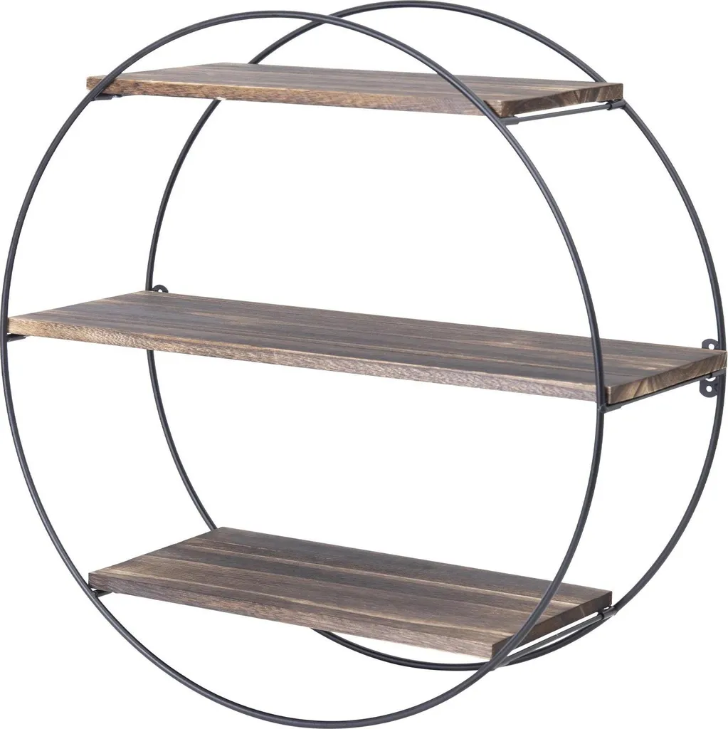 Sistema di scaffalatura a parete, Design a tre livelli, Struttura robusta, Marrone