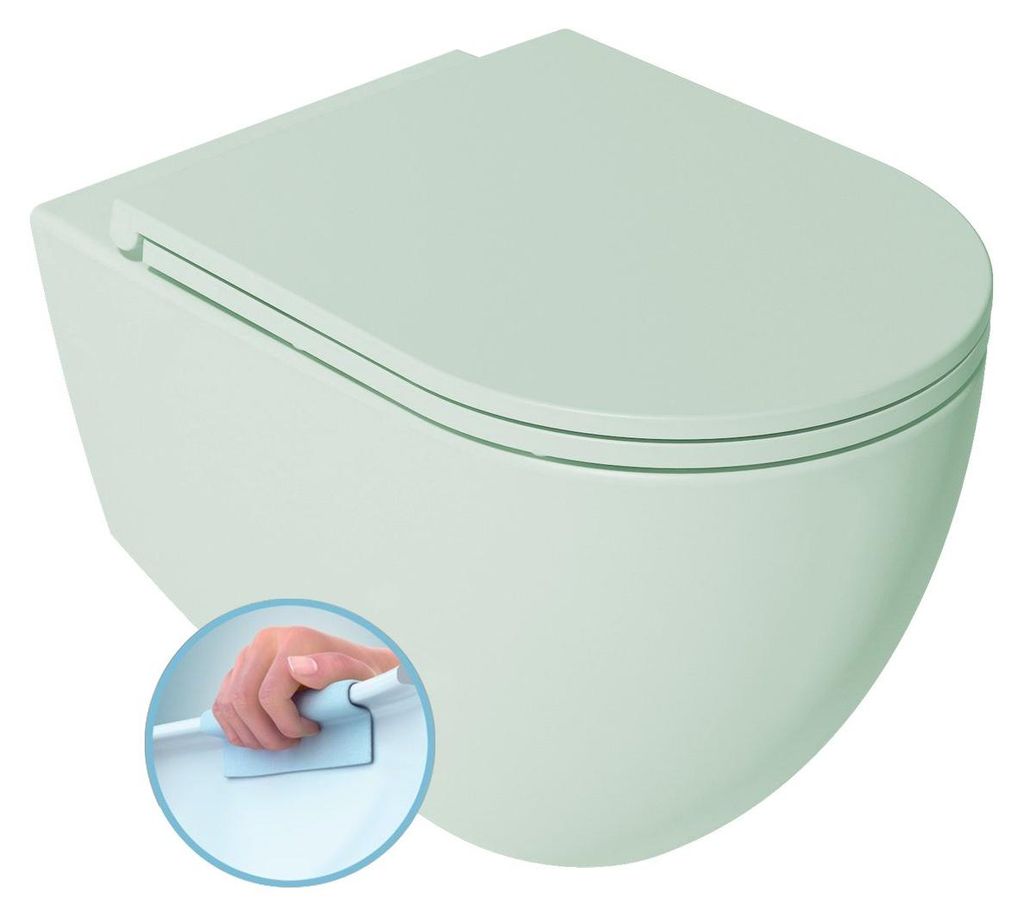 Isvea INFINITY Hänge-WC, Rimless, 36,5x53cm, grün Mint