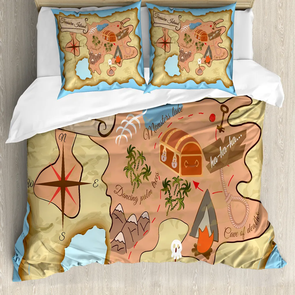 Copripiumino Mappa Tesoro ABAKUHAUS 155x220 - Anallergico per Bambini