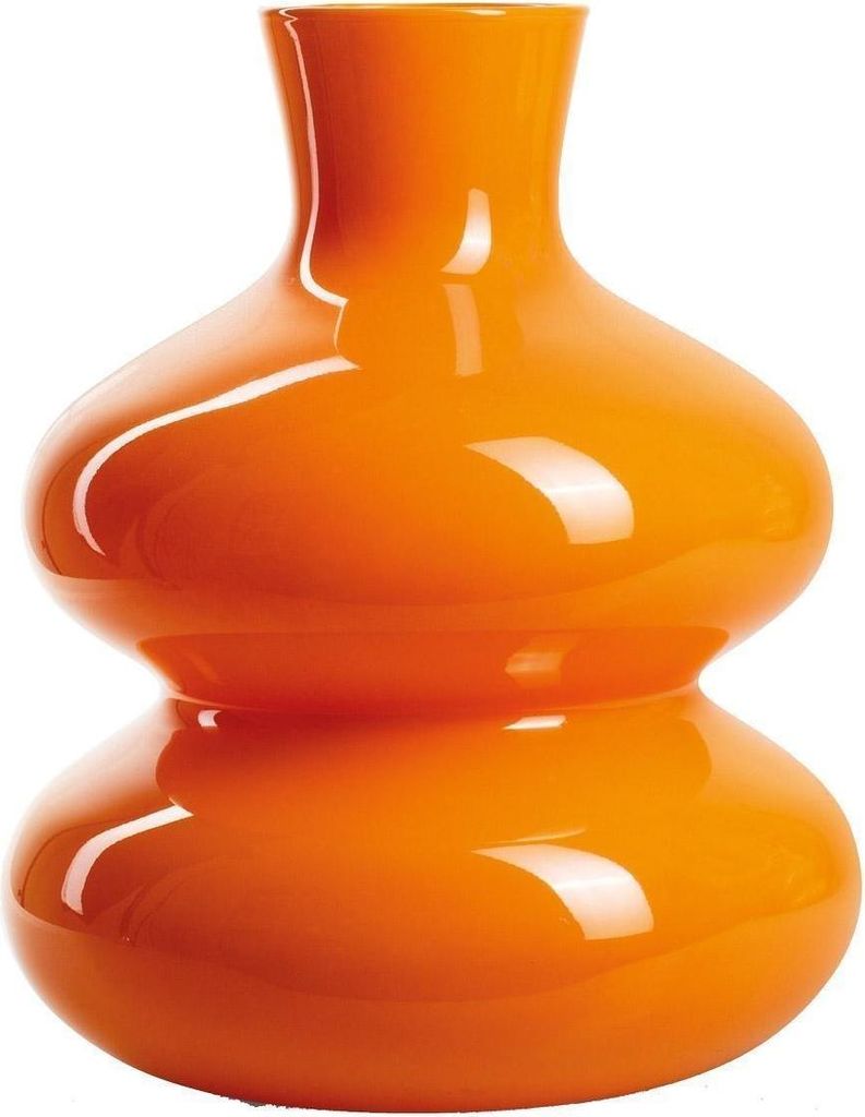 Vase - H 29 cm - Orange - Glas - bauchige Optik