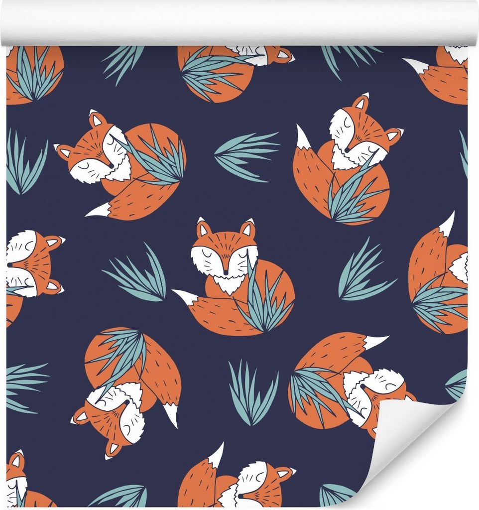 10m VLIES TAPETE Rolle Kinderzimmer Tiere Füchse Pflanzen Blätter Natur XXL