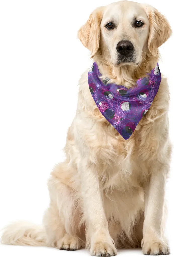 ABAKUHAUS Bandana astratta per animali domestici, forme di medusa, 40x40 cm, viola multicolore