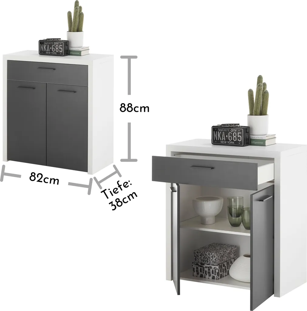 Commode Compacte Modica Blanche 82cm : Finition Haute Qualité