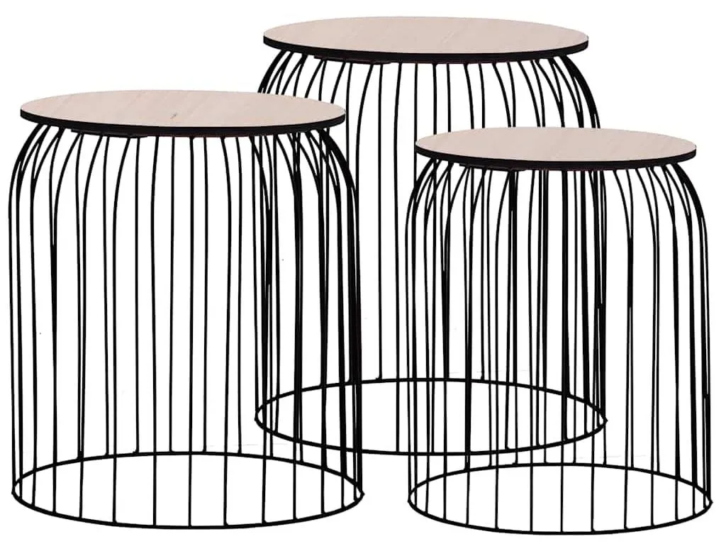 Table basse noire lot de 3 modulables - Idéal pour petits espaces