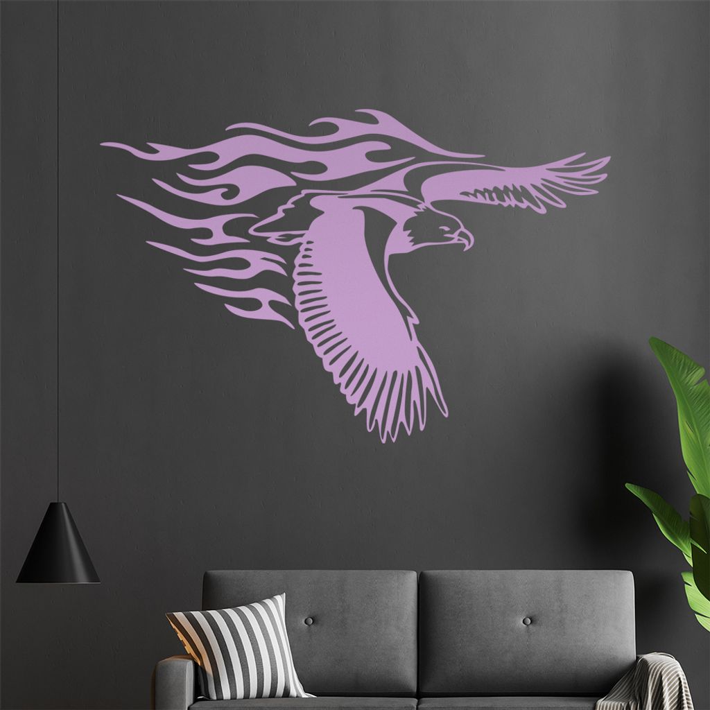 Flammen Adler Wandtattoo in 6 Größen - Wandaufkleber Wall Sticker - Dekoration, Küche, Wohnzimmer, Schlafzimmer, Badezimmer