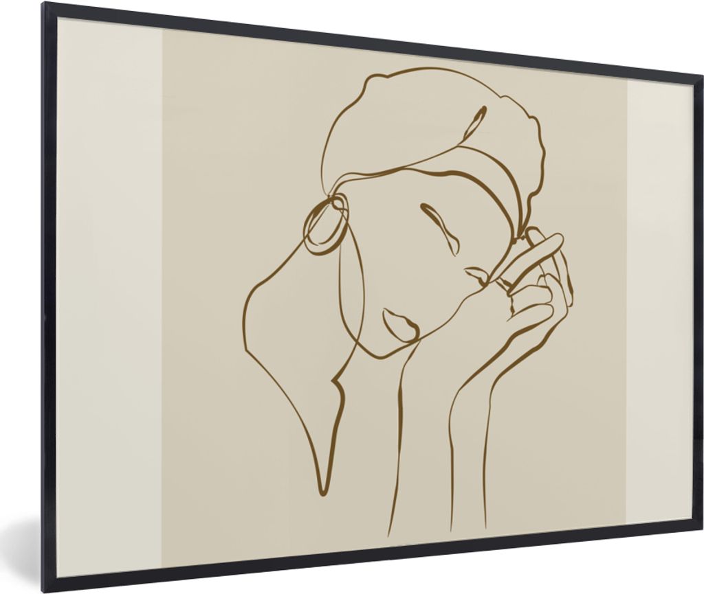 MuchoWow Gerahmtes Poster Frau - Linienkunst - Zitate - Text 30x20 cm - Poster mit Schwarzem Bilderrahmen Wandposter Rahmen Foto Bilder - Kunstdr...