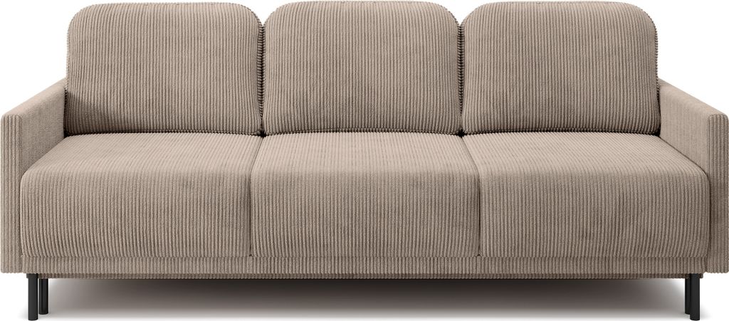 Selsey Hamiel - 3-Sitzer-Sofa mit Bettkasten, Cordbezug in Beige, 212 cm