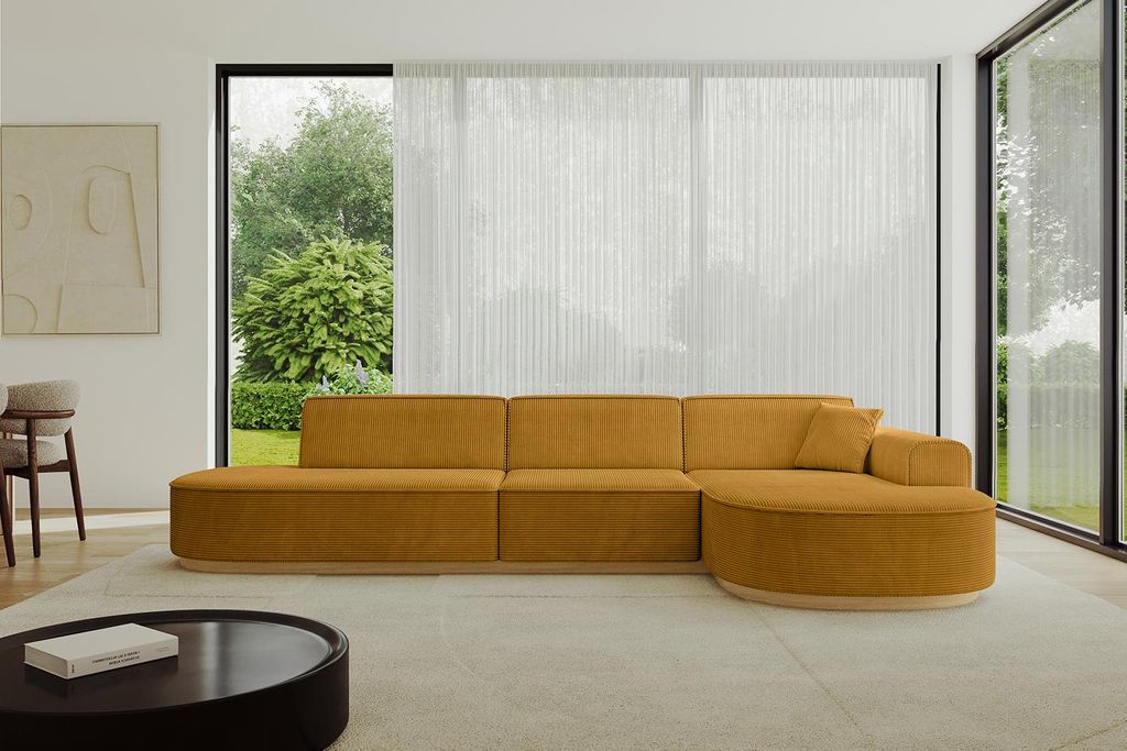 ALTDECOR Ecksofa in L-Form MARI-L2-v2 - 328x171x83 cm Senfgelb - Corner Sofa Bett Eckcouch Couch Wohnlandschaft Cauchsofa