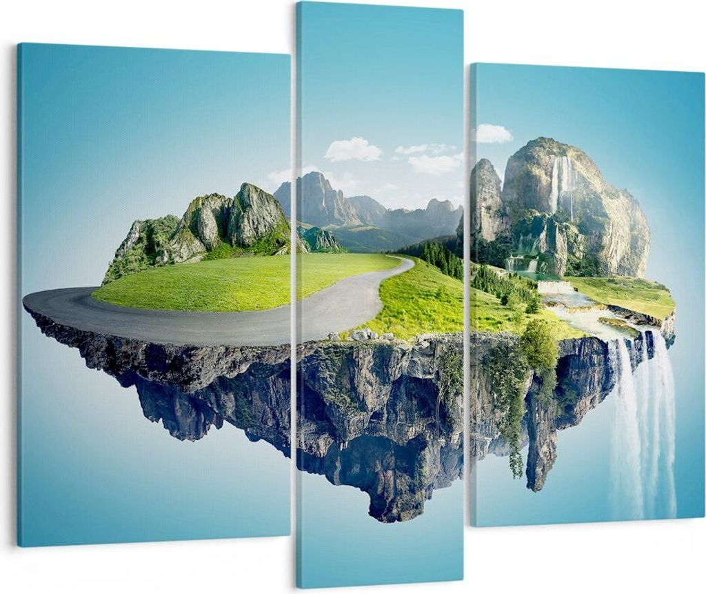 Bild auf Leinwand - Leinwandbild - Levitation Berg Wasserfall Himmel - 95x80cm - Wand Bild - Wanddeko - Leinwanddruck - Bilder - Kunstdruck - Leinw...