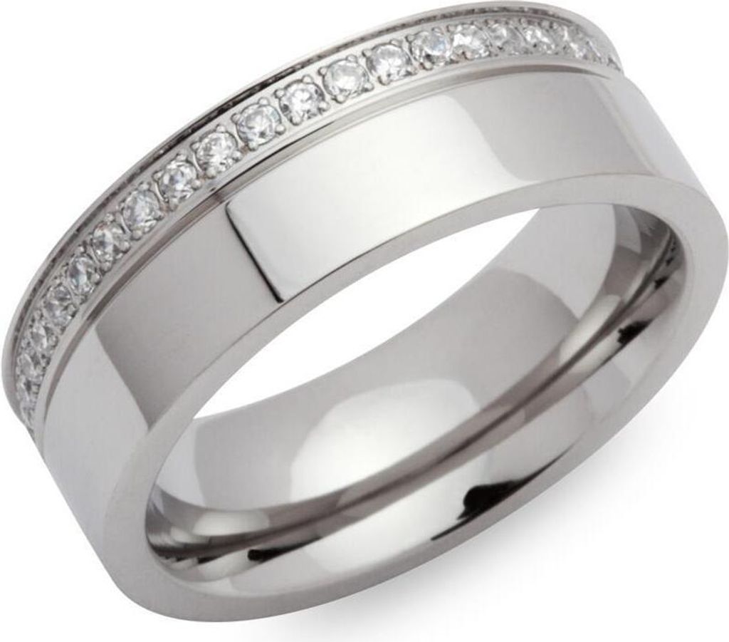 Unique Edelstahlring teilpoliert 7mm Breite mit Zirkonia Produktbild 