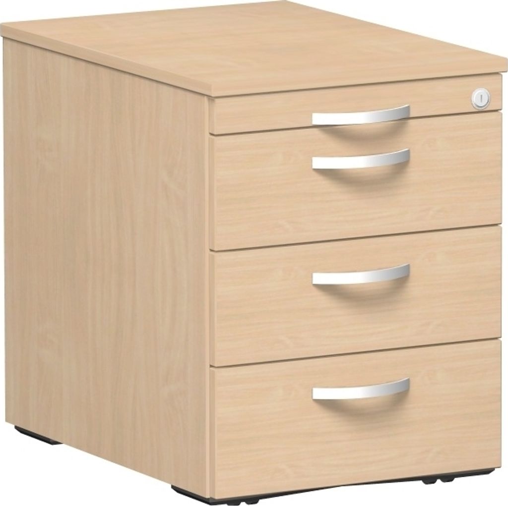 Gera Rollcontainer mit 3 Metall-Schubfächern und Utensilienschubfach, Metall-Rollschubführung, Zentralverriegelung, verdeckte Doppel-Lenkrollen, ...