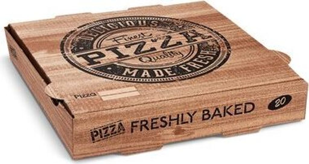 100x Pizzakarton aus Mikrowellpappe mit neutralem Motiv 20 x 20 x 4 cm