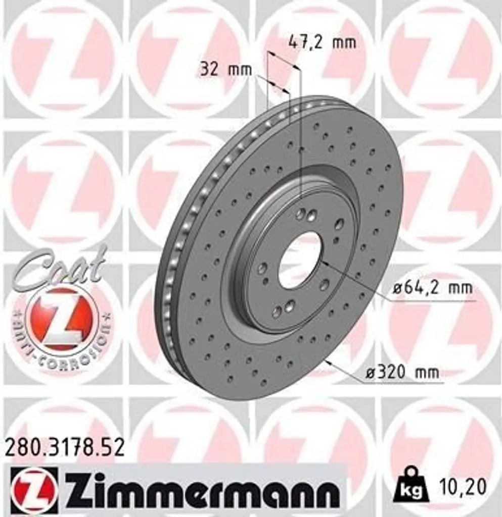 Disque de Frein Zimmermann pour Honda Accord VIII IX - Sécurité Route