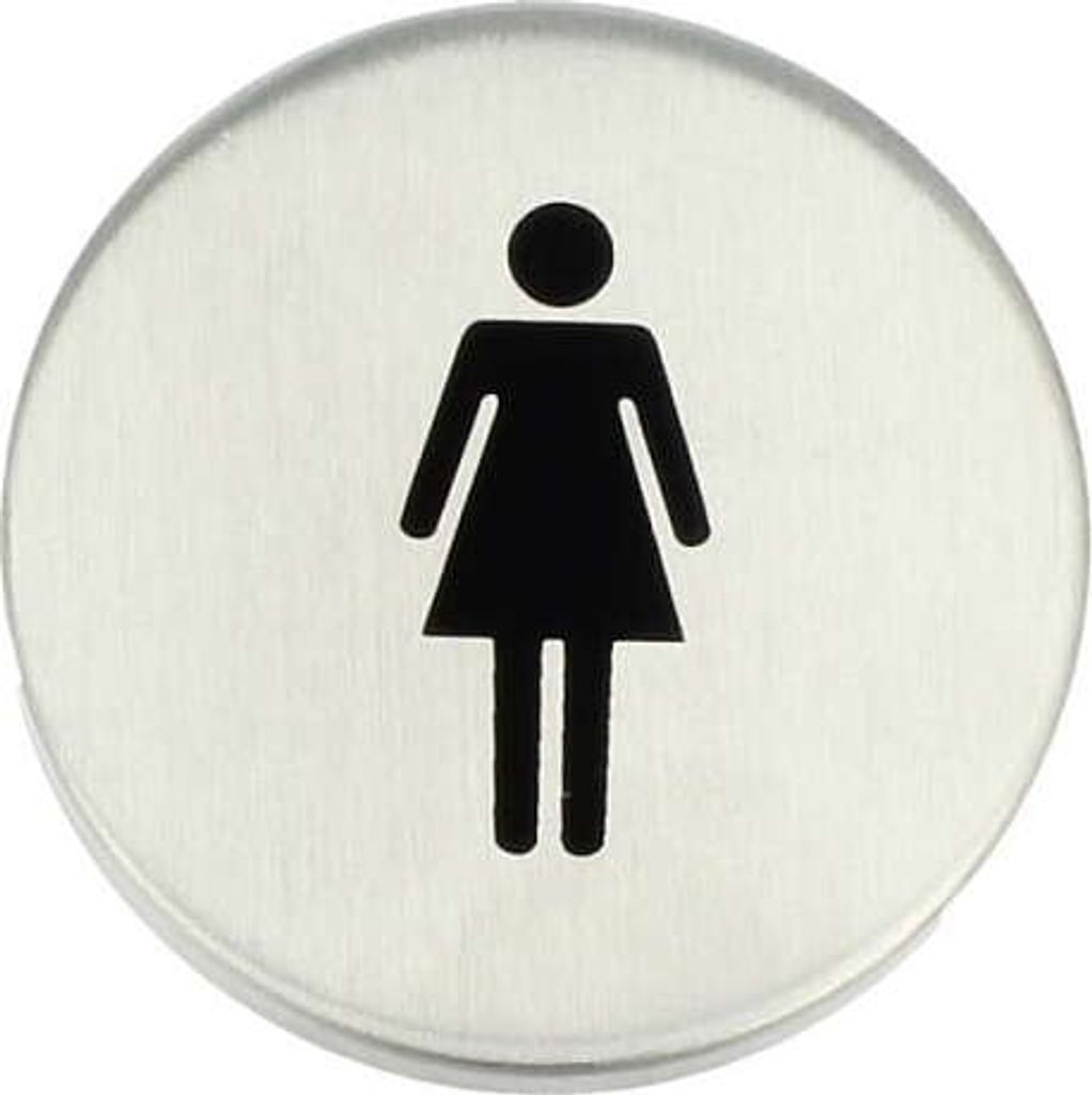 Piktogramm Türschild Türsymbol Damen Herren WC Edelstahl matt gebürstet ø 50 mm Damen