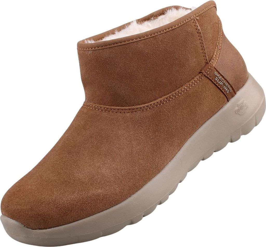 Skechers Slip-Ins On The Go Enkellaarsjes Plat - Cognac - Maat 38