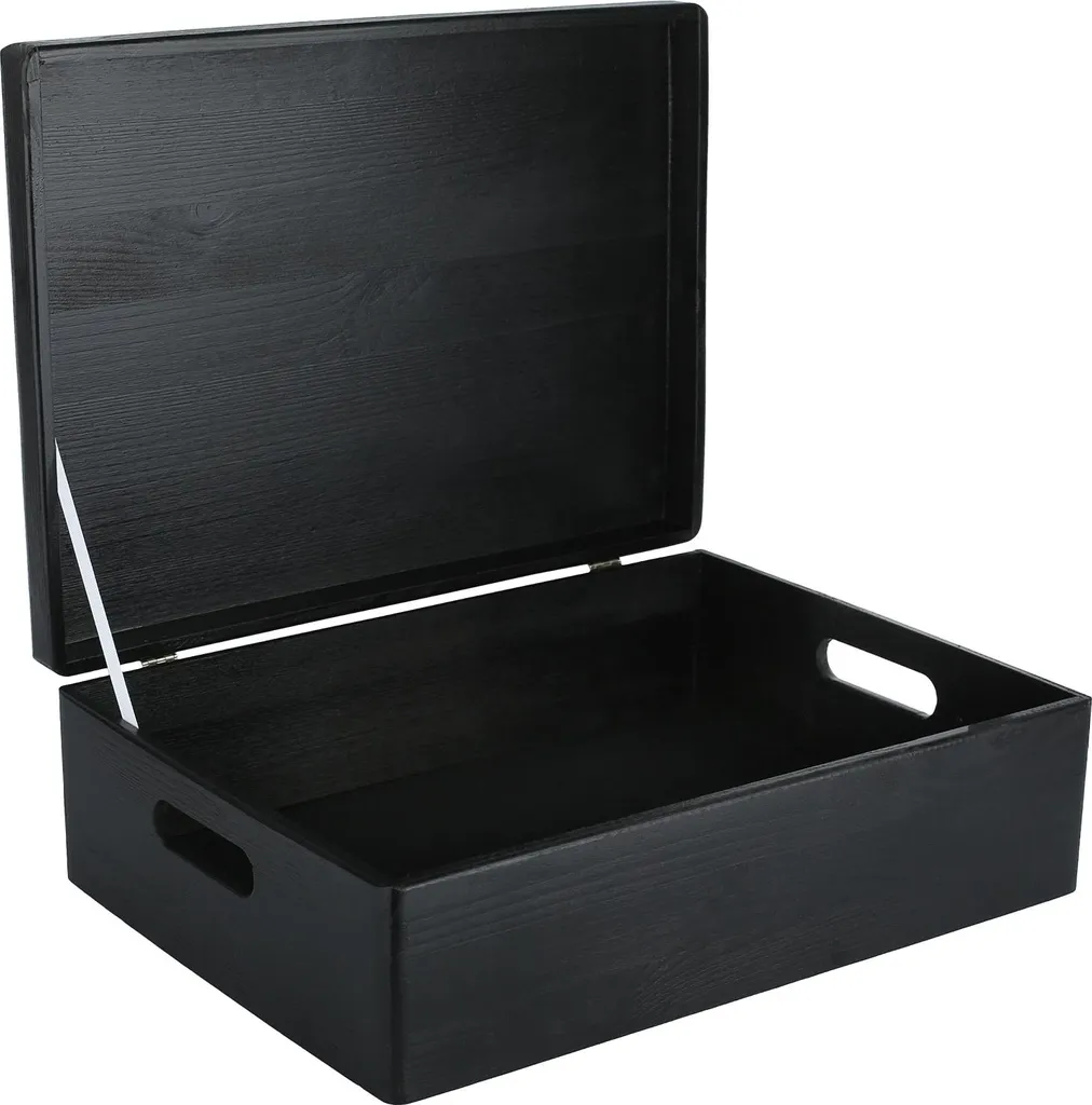 Grande Caisse de Rangement en Bois Noir 40 cm pour Maison et Bureau
