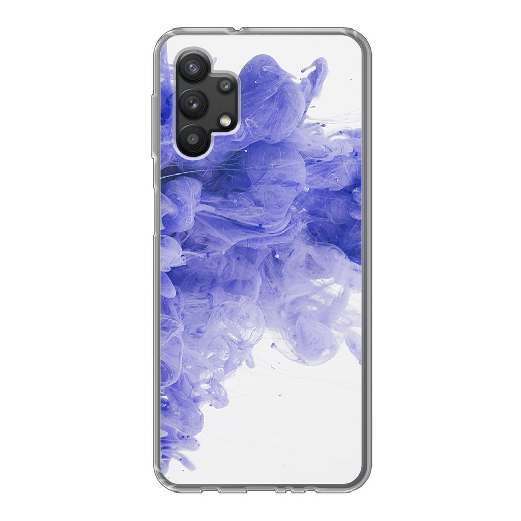 MuchoWow Handyhülle Schutzhülle Hülle für Samsung Galaxy A32 5G Tinte - Lila - Abstrakt Silikon Softcase Handy Hülle - Softcase