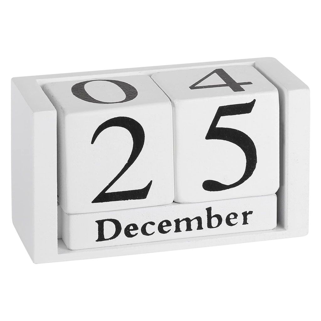 Tischkalender Kalender Holz Manuelle Umrüstung Durable Chic Accessoire für Zuhause oder im BüroWeiß