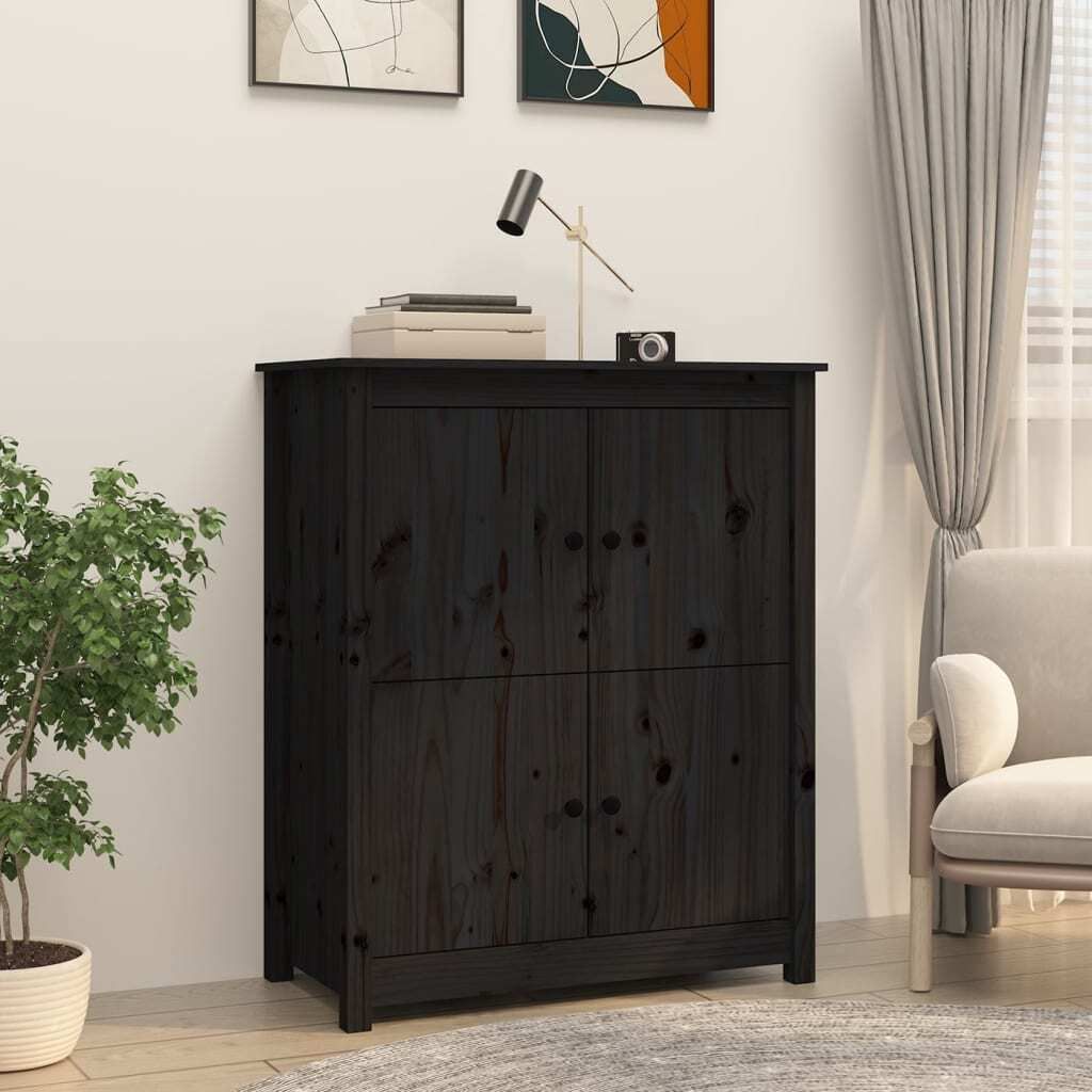 vidaXL Sideboard Noir 83x41,5x100 cm Pin massif Image du produit 