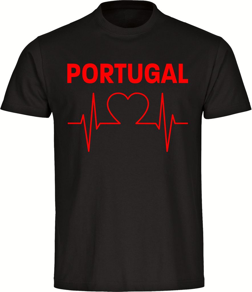 multifanshop Kinder T-Shirt - Portugal - Herzschlag, schwarz, Größe 128