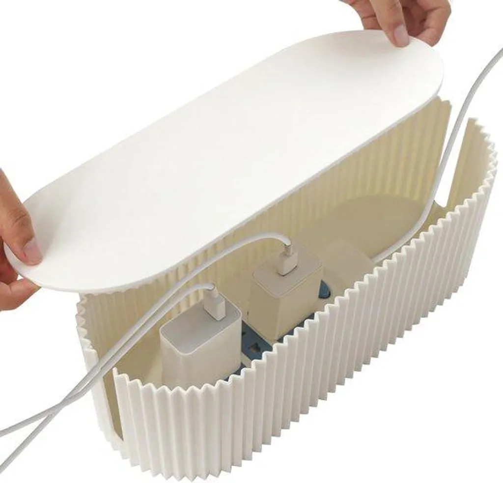 Boîte de rangement câbles noire avec couvercle et 12 attaches câbles