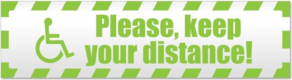 Please Keep Your Distance gestreift - Hinweis Aufkleber Sticker für Auto, Kfz, Fahrrad, PKW, LKWLindgrün - 20 x 5,3 cmPlease Keep Your Distance g...