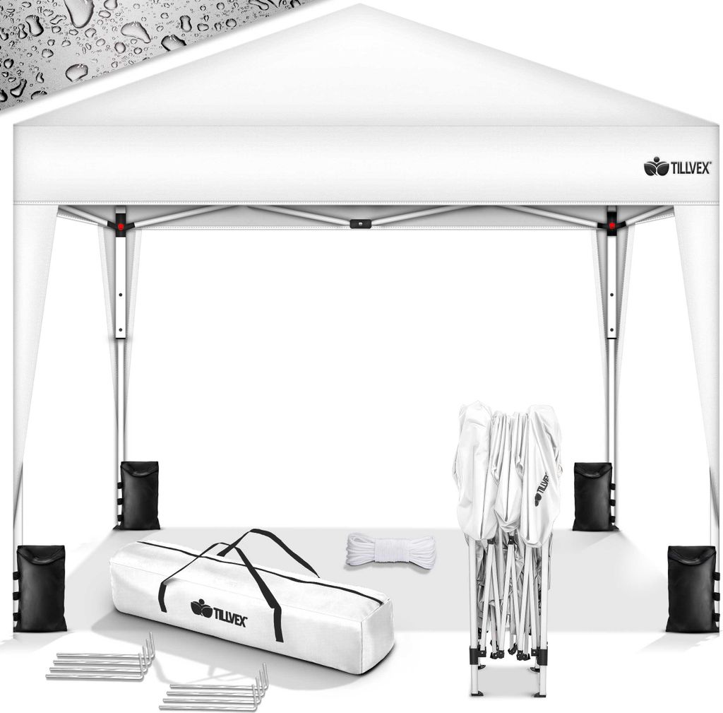 tillvex Pavillon 3x3m wasserdicht Weiß + 4er Set Sandsäcke Produktbild 