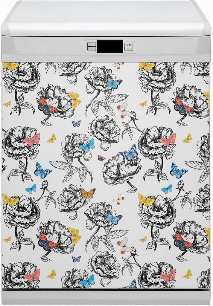 Küche Magnet für Spülmaschine Abwaschbar 60x80 cm Geschirrspüle - Schmetterlinge