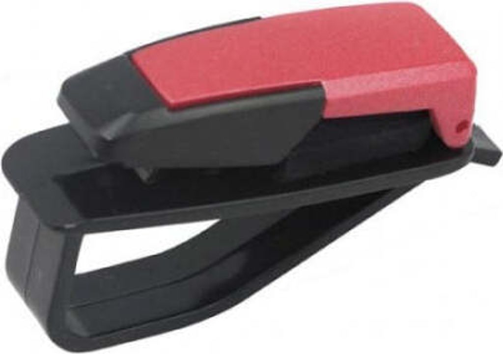 SYSTEM-S Auto KFZ Brillenhalter Brillenhalterung Halterung Sonnenblenden-Halterung für Brillen Sonnenbrillen Parkkarten und vieles mehr in Rot-sch...