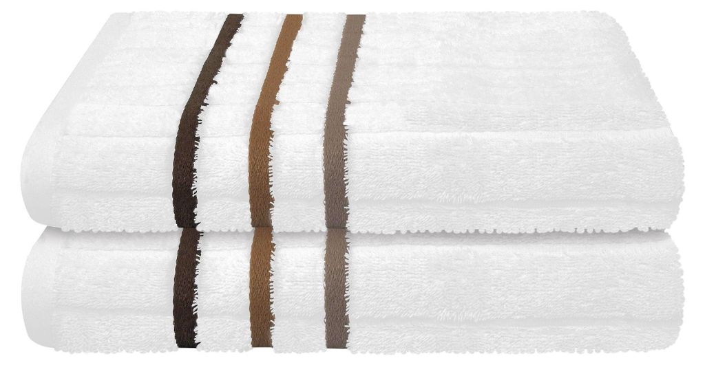 uncover by SCHIESSER Duschtuch Ohio 2er-Set | 100% Baumwolle | Streifen-Design | Weich, saugstark und pflegeleicht | 70x140 cm | Sand
