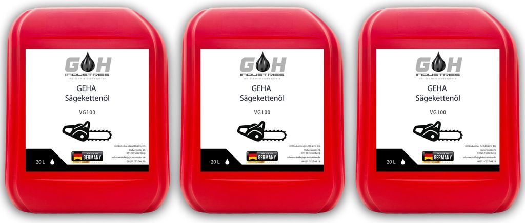 Sägekettenöl VG100 | GEHA | mit Premium Haftzusatz | 60 L | Kettenöl | Motorsäge | Haftöl | Sägekettenhaftöl