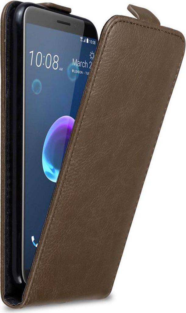Cadorabo Hülle für HTC Desire 12 Schutz Hülle in Braun Flip Etui Handyhülle Case Cover