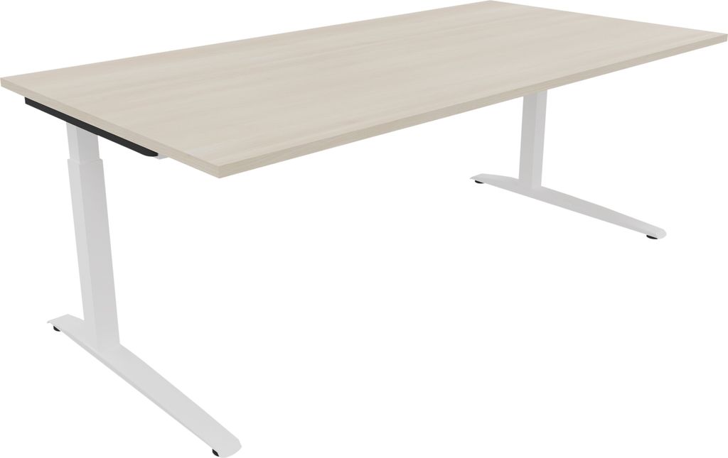 Schreibtisch Kufe Einzels. Quadrat B2000xT1000xH650-850 ws/Akazie hell