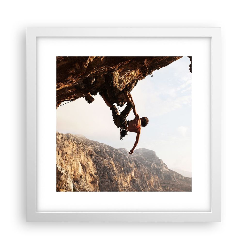 Gerahmtes Poster - Weißer Rahmen - Klettern extrem berge griechenland - 30x30 cm - Wand Bild - Wanddeko - Wandbilder - Wandposter - Bilderrahmen -...