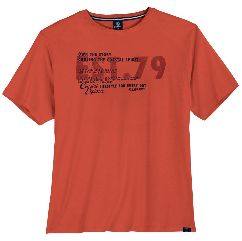Lerros Übergrößen T-Shirt ziegelrot Frontprint modisch