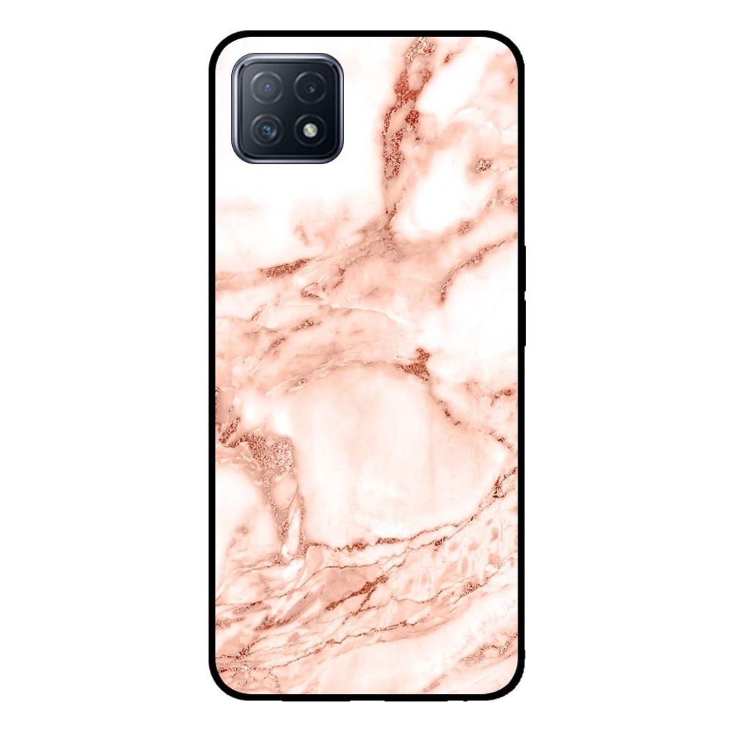 Smartphonica Handyhülle für OPPO A53 5G / A72 5G / A73 5G Marmor-Look - Rückseite Marmorhülle - Weiß Rose Gold