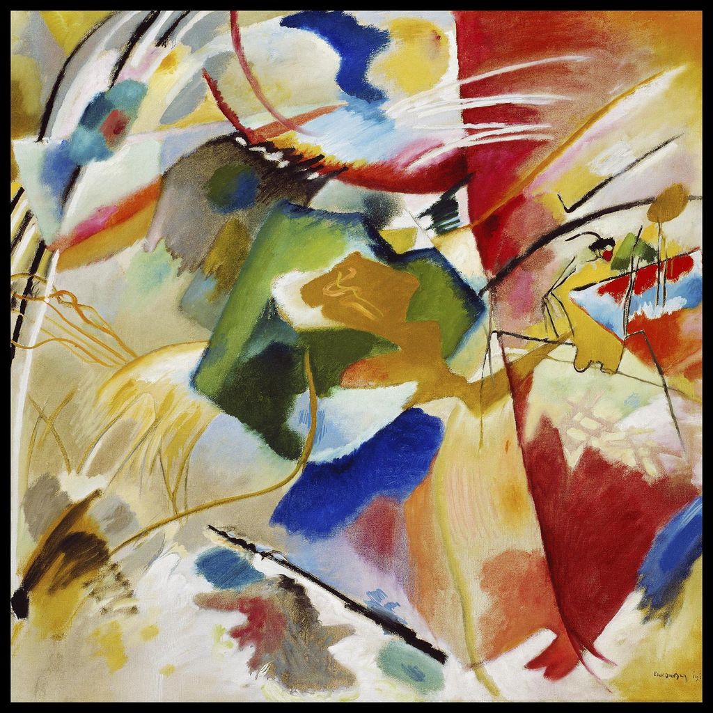 Plakat 70x70cm Gemälde mit grünem Zentrum, Wassily Kandinsky