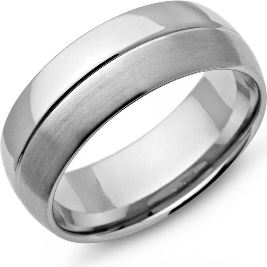 Unique Edelstahl Ring matt und poliert mit Glanzrille R9103