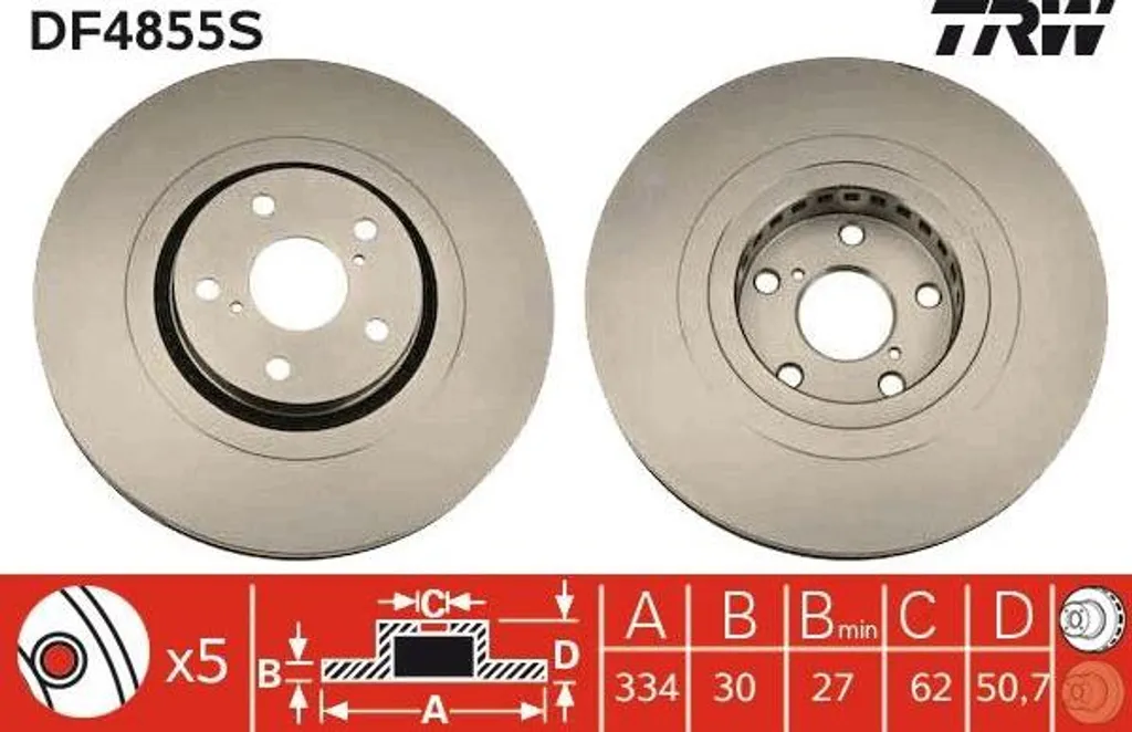 Disque de frein arrière TRW DF4855S pour entretien Lexus GS RC