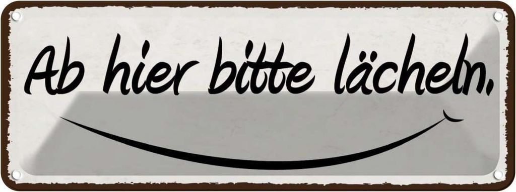 vianmo Blechschild 10x27 cm Ab hier bitte lächeln Dekoration Spruch Zitat