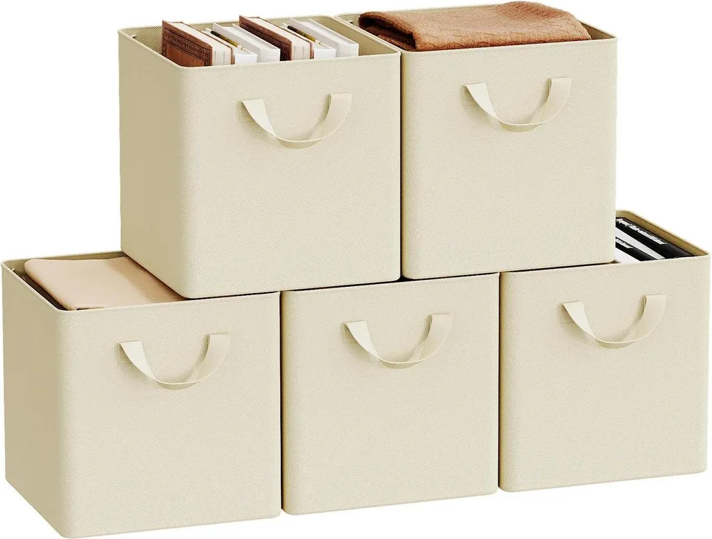 Boîte de rangement en tissu noir pliable 25L - Cube S 29,5x29,5x28,5 cm