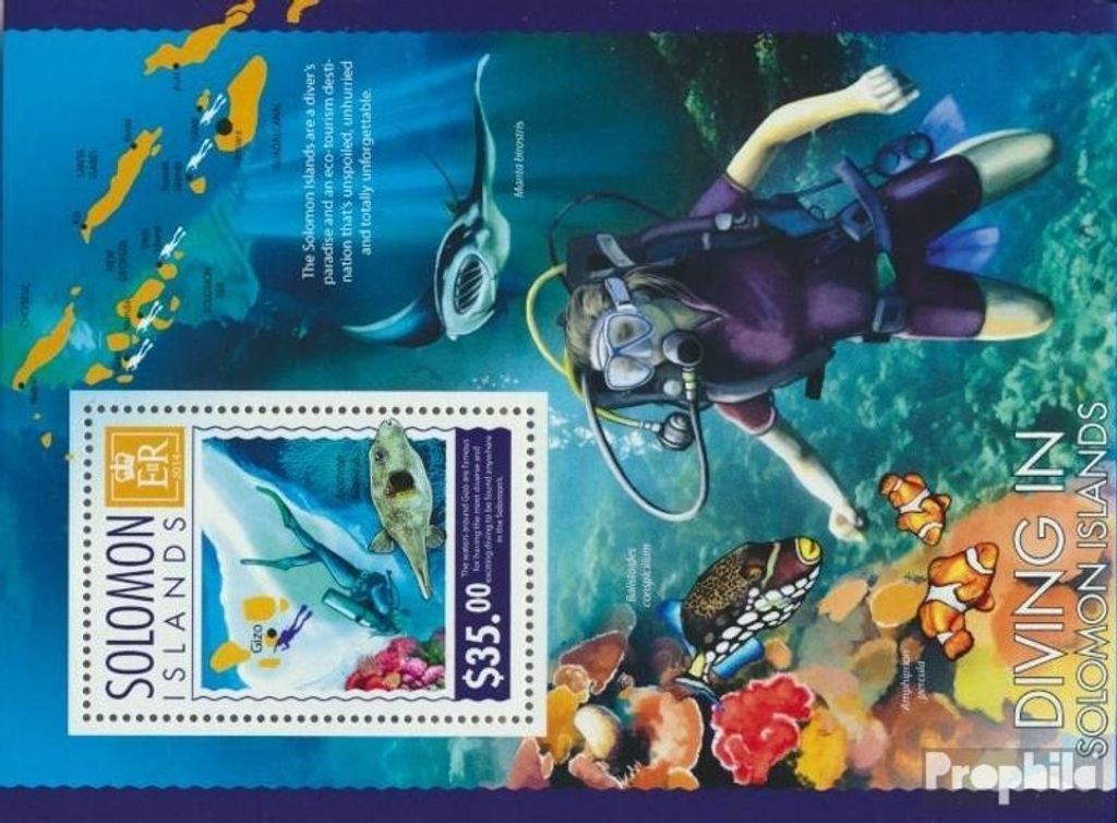 Briefmarken Salomoninseln 2014 Mi Block 299 (kompl. Ausg.) postfrisch Tauchen