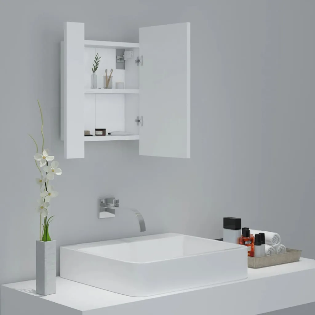 Specchio Autoportante Con LED VidaXL – Bianco, 34x37x146 Cm, Inclinabile, Vanità Elegante