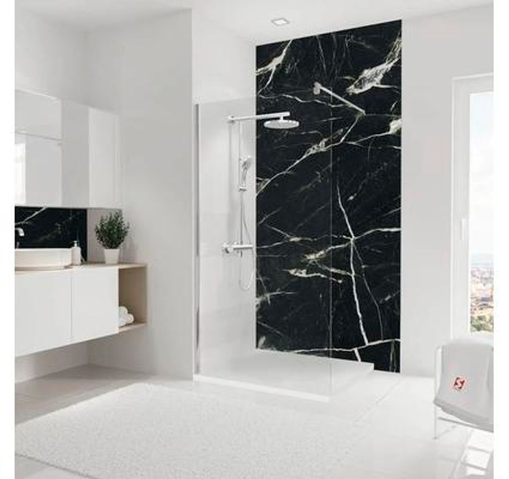 Duschrückwand SCHULTE DecoDesign Stein Marmor-Schwarz-Smaragd Softtouch Marmoroptik 255 x 125 mm D19012254 831
