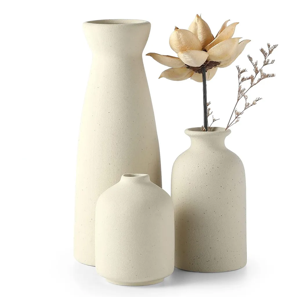 Vase pour Herbe de la Pampa en Céramique, Idéal Déco Salon et Bibliothèque